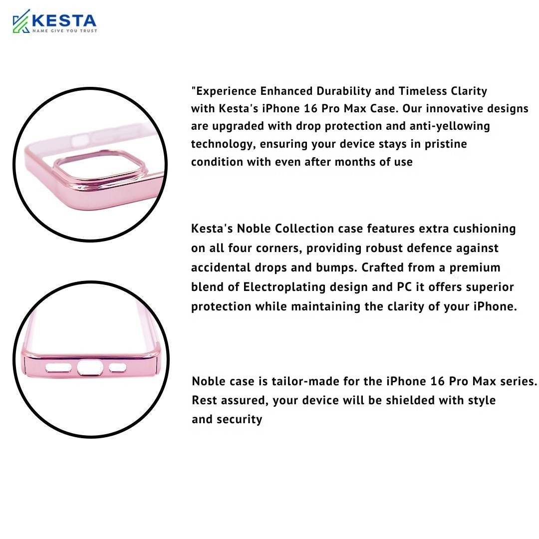 iPhone 16 Pro Max Cover - Noble Pink Tranparent Case (Anti Fingerprint Coating)